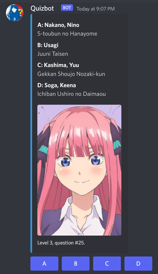 Discord Anime Quiz Bot /